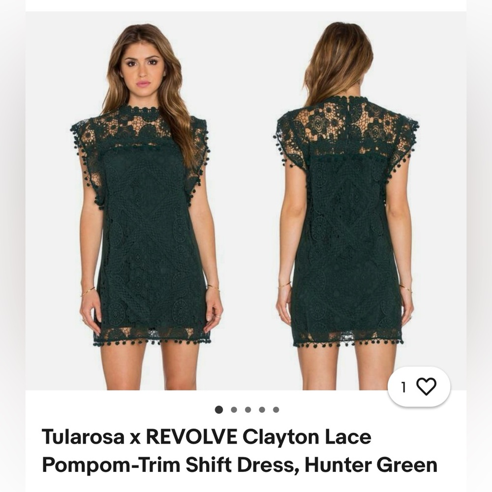 Tularosa Hunter Green Lace Shift Dress